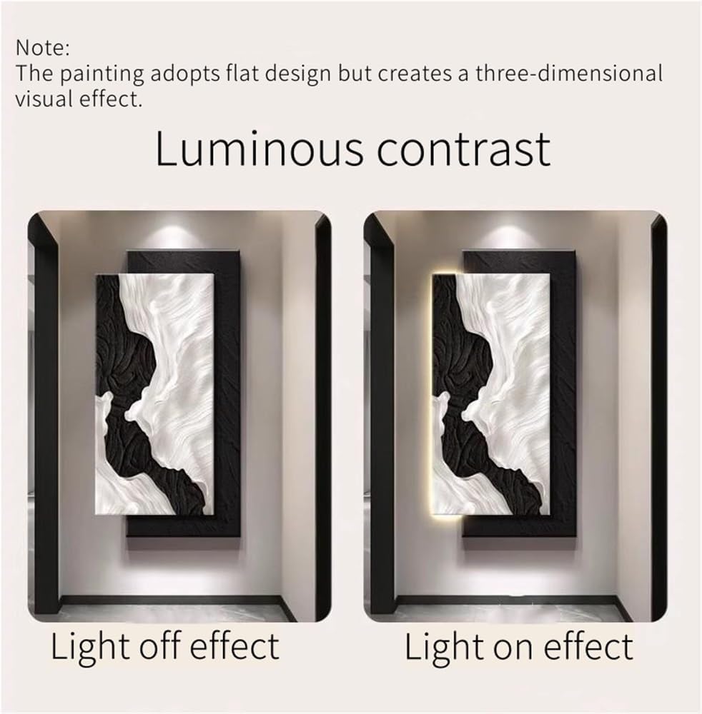 Abstract Wall Art with LED Lights, Modern Artwork for Walls, Plug-in Power Supply Sandstone Painting, Wall Hanging for Entrance, Living Room, Corridor, Office(C,55.1 * 27.6in)