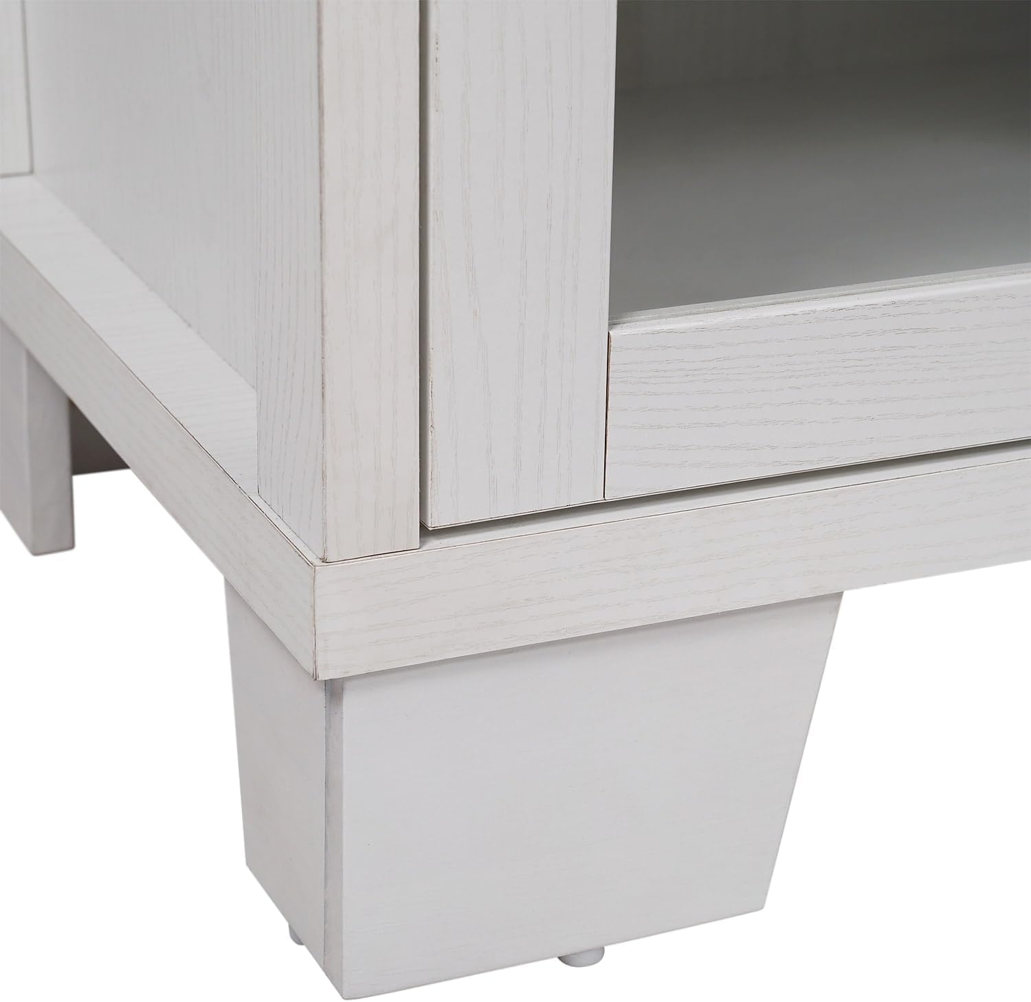 Flash Furniture Wells Modern Buffet Sideboard Storage Cabinet, Engineered Wood Construction, 3 Tempered Glass Soft Close Doors, 3 Drawers, 59', White