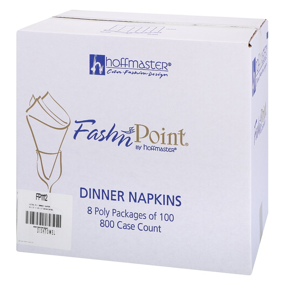 Hoffmaster FP1112 FashnPoint Black and White Dishtowel Printed Dinner Napkin, Ultra Ply, 15 1/2' x 15 1/2', 1/8 Fold (8 Packs of 100)