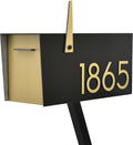 Contemporary Post-Mount Mailbox - Aluminum Black Body with Aluminum Door, Numbers and Flag - Large Customized Mailbox - Type 4 (Gold)