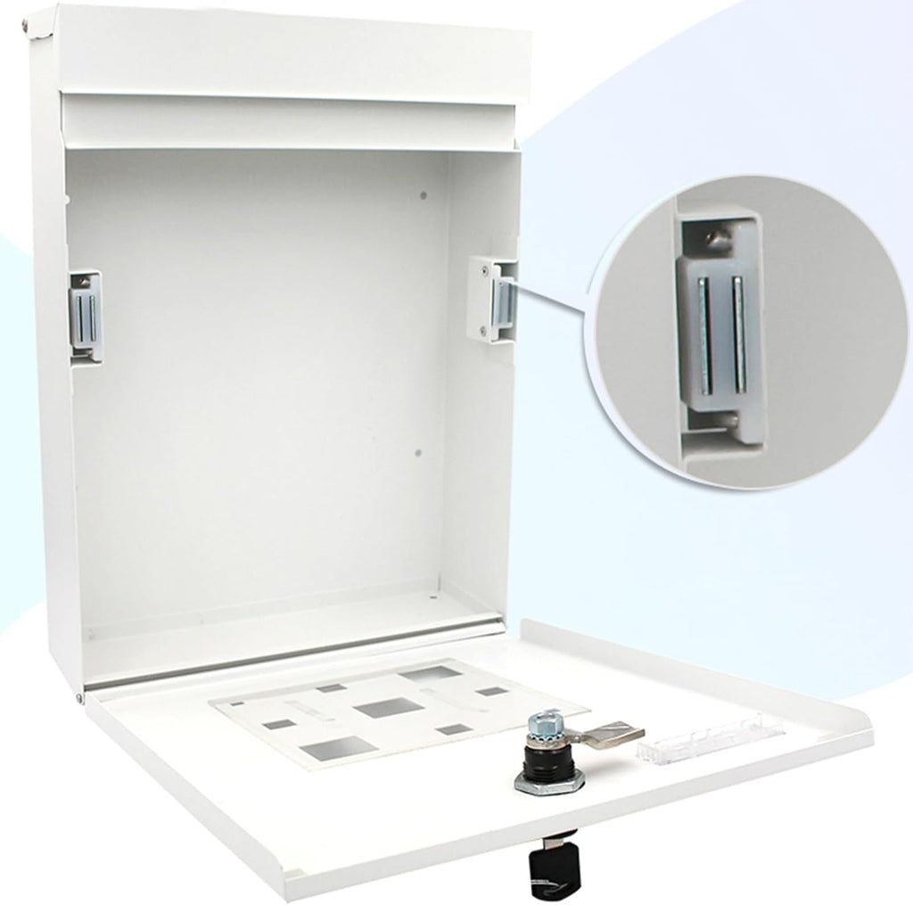 MELPHI Lockable Post Box for Outside, Hanging Secure Post Box, Metal Mailbox, Mail Manager for Mail/Newspaper/Post/Letter/Magazine, Used for Commercial, Home & Office (Color : White)
