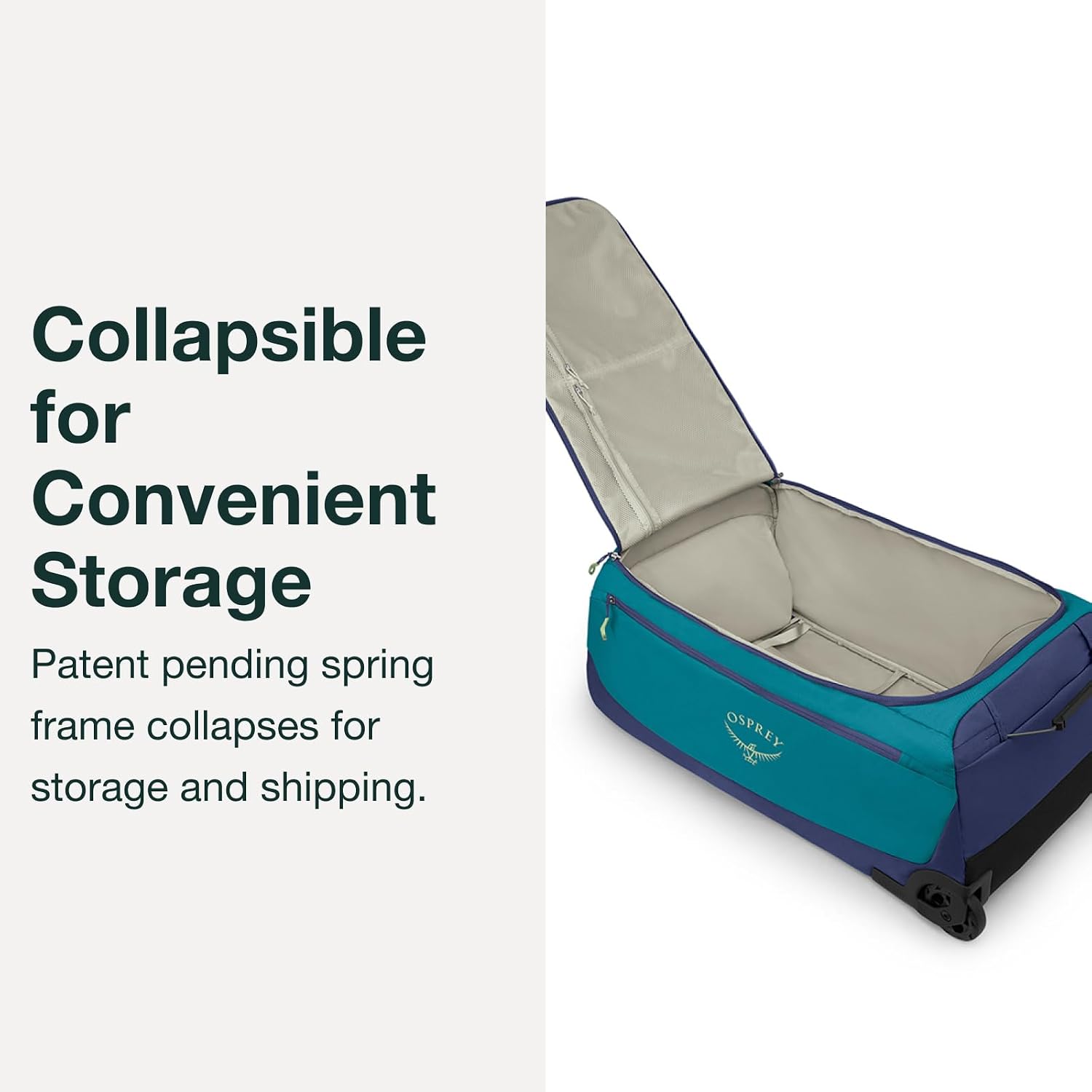 Osprey Daylite 115L Wheeled Collapsible Travel Duffel Bag - Lightweight Rolling Suitcase, Blue Spikemoss/Alkaline