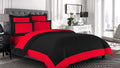 Designer Border Dual Tone Duvet Cover Set with Zipper Closure 700 Thread Count 3 Piece 100% Egyptian Cotton Duvet Cover Bedding Set Fade Resistant - Queen Size, Black/Red