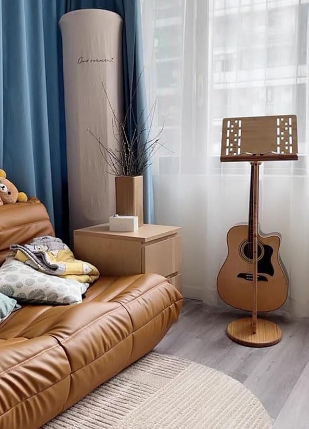 Wooden Guitar Stand,Bamboo Sheet Music Stands,Guitar Violin Music Stand,Music Book Stand,Conductor Music Stand,for Performence, Guitar, Ukulele, Violin Players