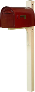 Special Lite Mid Modern Dylan Curbside Mailbox with Wellington Post - Wine Aluminum Mailbox with Post - SCD1008WIN_SPK720IVR_VN