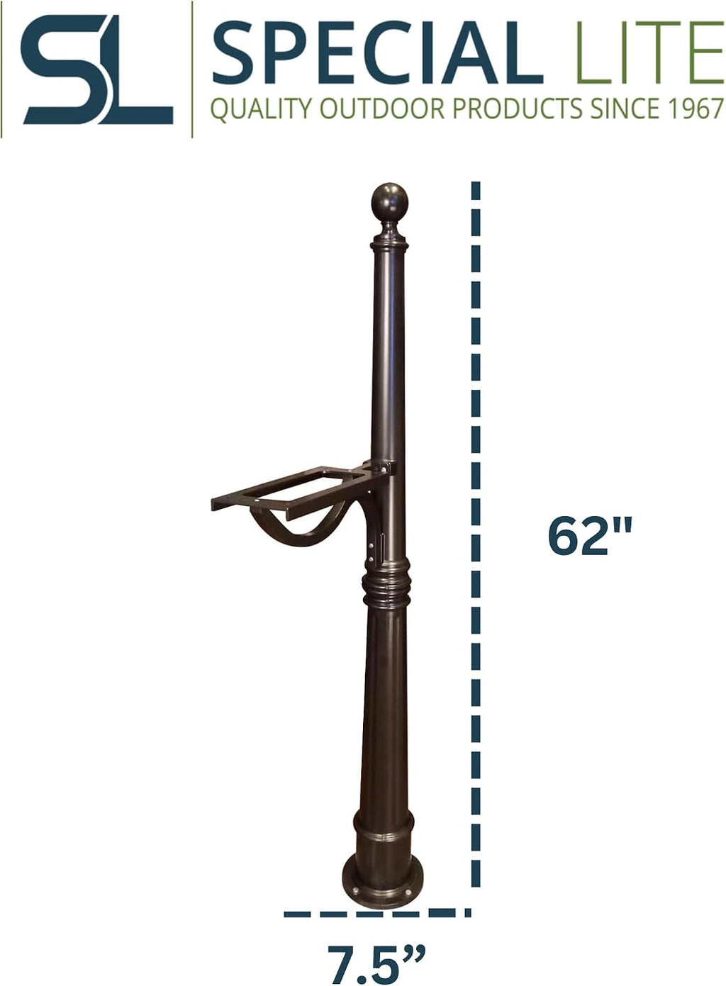 Special Lite Ashland Mailbox Post - Oil Rubbed Bronze Cast Aluminum Post for Curbside Mailbox - SPK-600-ORB