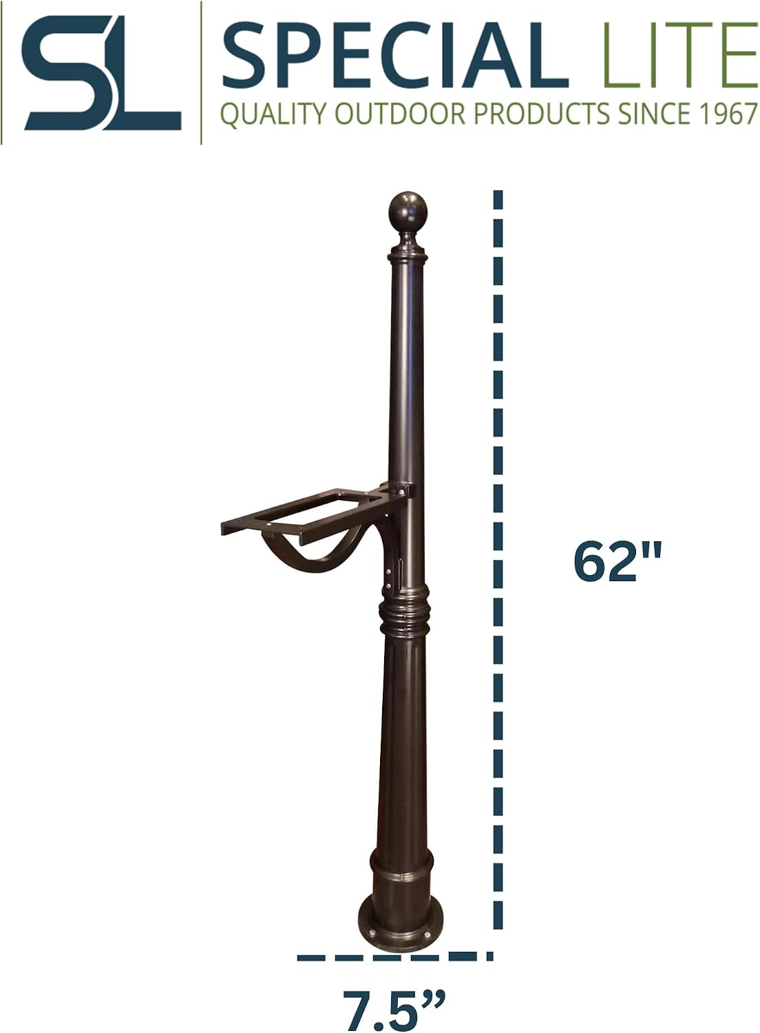 Special Lite Ashland Mailbox Post - Oil Rubbed Bronze Cast Aluminum Post for Curbside Mailbox - SPK-600-ORB