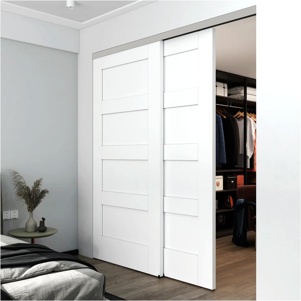 Nuk3y Bypass Sliding Door Hardware Soft Close with Finger Pulls (60'' Track, Aluminum)