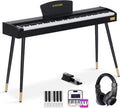 AODSK Beginner Digital Piano 88 Key Keyboard,Full-size Electric Piano for Beginners,with Sheet Music Stand,Pedal,Power Adapter,Headphone Mode,USB-MIDI,Piano Lessons,Black,-Comes with headphones