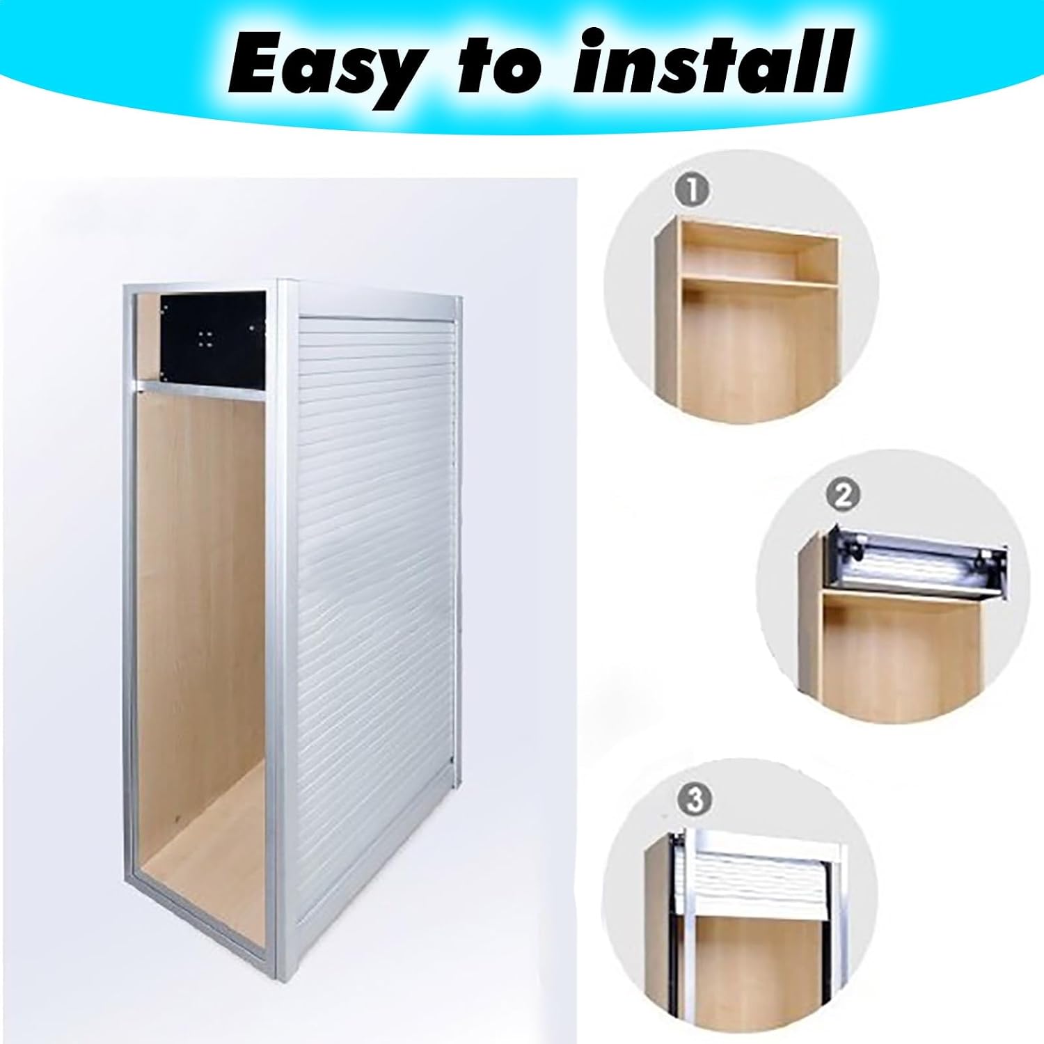 Metal Tambour Door Wall Cabinet with Roll Shaft, Custom Size Straight Sliding Roll Up Gate Kit for RV/Motorhome/Office/Hotel/, Closet Appliance Storage Bins Decor Doors(W 16 x H 24 inch)