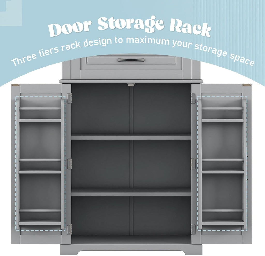 Tall Storage Cabinet with Adjustable Shelves, Large Drawer, and Door Storage Racks, 72' Kitchen Pantry Organizer with Magnetic Door Stopper and Metal Handles, Waterproof Finish for Home Use