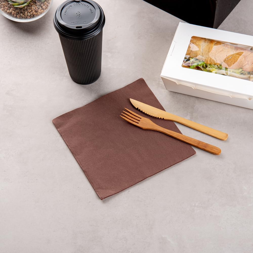 Restaurantware Luxenap 15.5 x 15.3 Inch 2-Ply Dinner Napkins 1200 Disposable Napkins - Linen Feel Soft And Absorbent Brown Paper Folded Napkins Square For Lunch Dinner Or Everyday Use