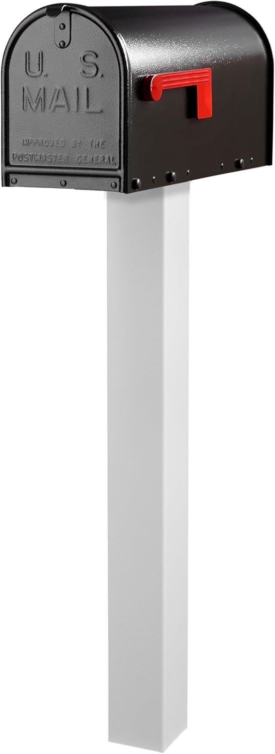 Janzer Post with Mailbox (White Post with Black Mailbox)