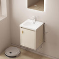 16' Bathroom Vanity Wall Mounted, Small Floating Vanity with Sink Combo, Modern Bathroom Vanity with Soft-Close Drawers, Chrome Faucet, Pop up Drain, P-Trap (Khaki)