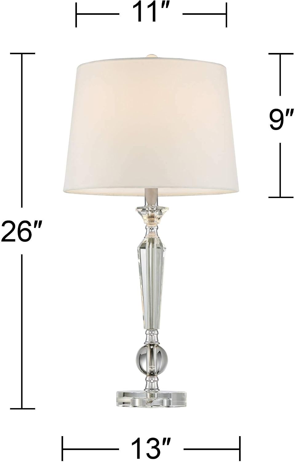 Vienna Full Spectrum Jolie Traditional Art Deco Table Lamps 26' High Set of 2 Crystal Candlestick Off White Drum Shade Decor for Living Room Bedroom House Bedside Nightstand Home Office Entryway