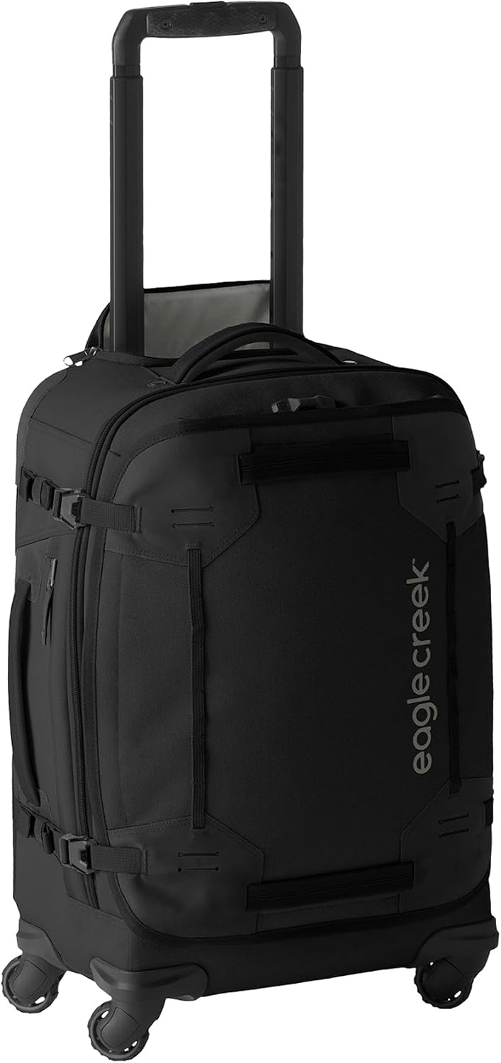Eagle Creek Gear Warrior XE 4-Wheel Carry-On Luggage for Travel Essentials - Smooth Rolling Wheels - Lockable Zippers - Interior Laptop Sleeve - Black - 21.74'