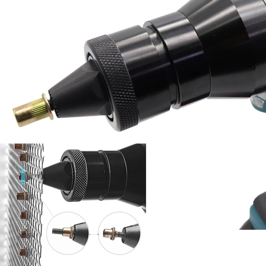 Electric Rivet Gun Adapter Riveter Insert Tool with 2* Battery,4000Mah Cordless Rechargeable Electric Blind Riveter Gun