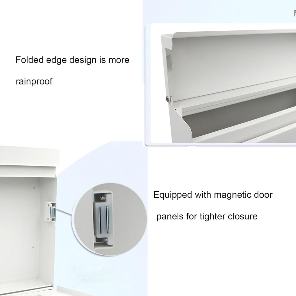 Wall Mount Mailbox Modern Post Box, Mailbox, Wall Mount Door Mailboxes for Outside, Large Steel Hanging Metal Mailbox, Suitable for House Home