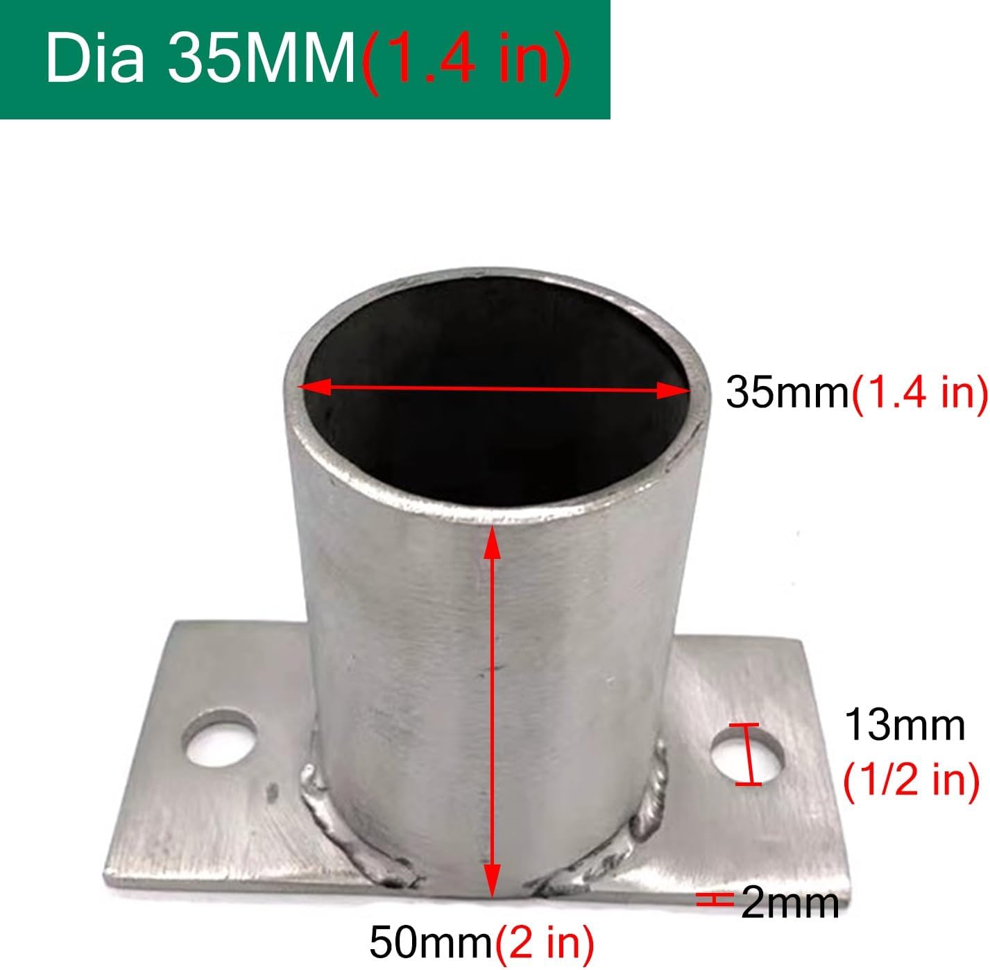 Deck Post Base Cover Round, Stainless Steel Floor Flange Anchor Base with Screws for Railing, Veranda, Balcony and Garden, Outdoor Mailbox Post Bracket(4 Pcs-Dia 35mm(1.4 in))