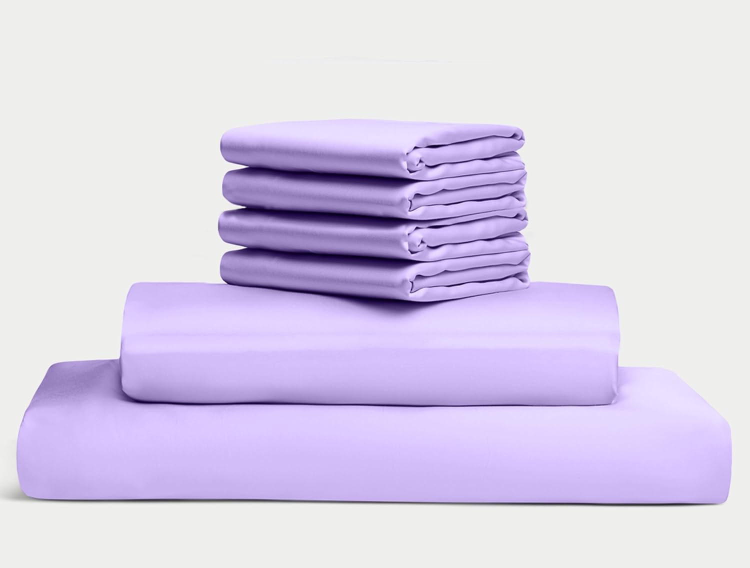 100% Egyptian Long Staple Cotton Bedsheet Set, 800 Thread Count, 6-PC Sheets Set, Lilac Color, Queen Size, 15 Inch Deep Pocket of Fitted Sheet, Soft Sateen Weave Breathable