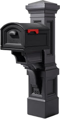 Step2 Atherton Grand Onyx Black XL Mailbox and Mailbox Post Kit – Elegantly Styled Mailbox with Post Cover, Magnetic Closure & Newspaper Chute – Ultra Durable, Low Maintenance