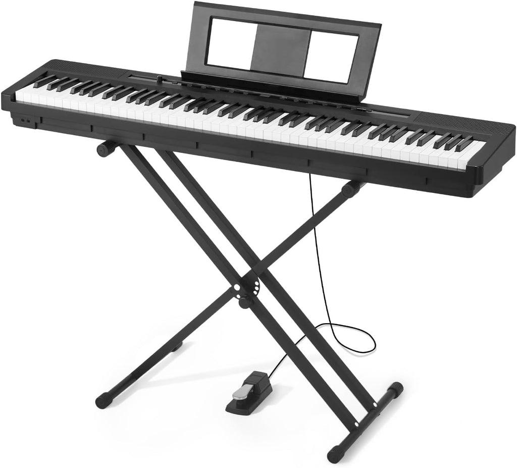 VEVOR Weighted Digital Piano, 88 Keys Fully Weighted, Electric Piano Dual Keyboard & Speakers with X Stand, Sustain Pedal, Recording Function, 280 Tones, Wireless Connection, for Beginners, Black
