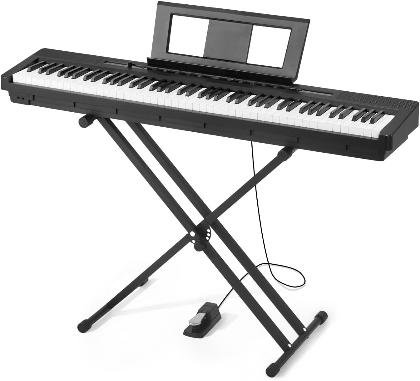 VEVOR Weighted Digital Piano, 88 Keys Fully Weighted, Electric Piano Dual Keyboard & Speakers with X Stand, Sustain Pedal, Recording Function, 280 Tones, Wireless Connection, for Beginners, Black