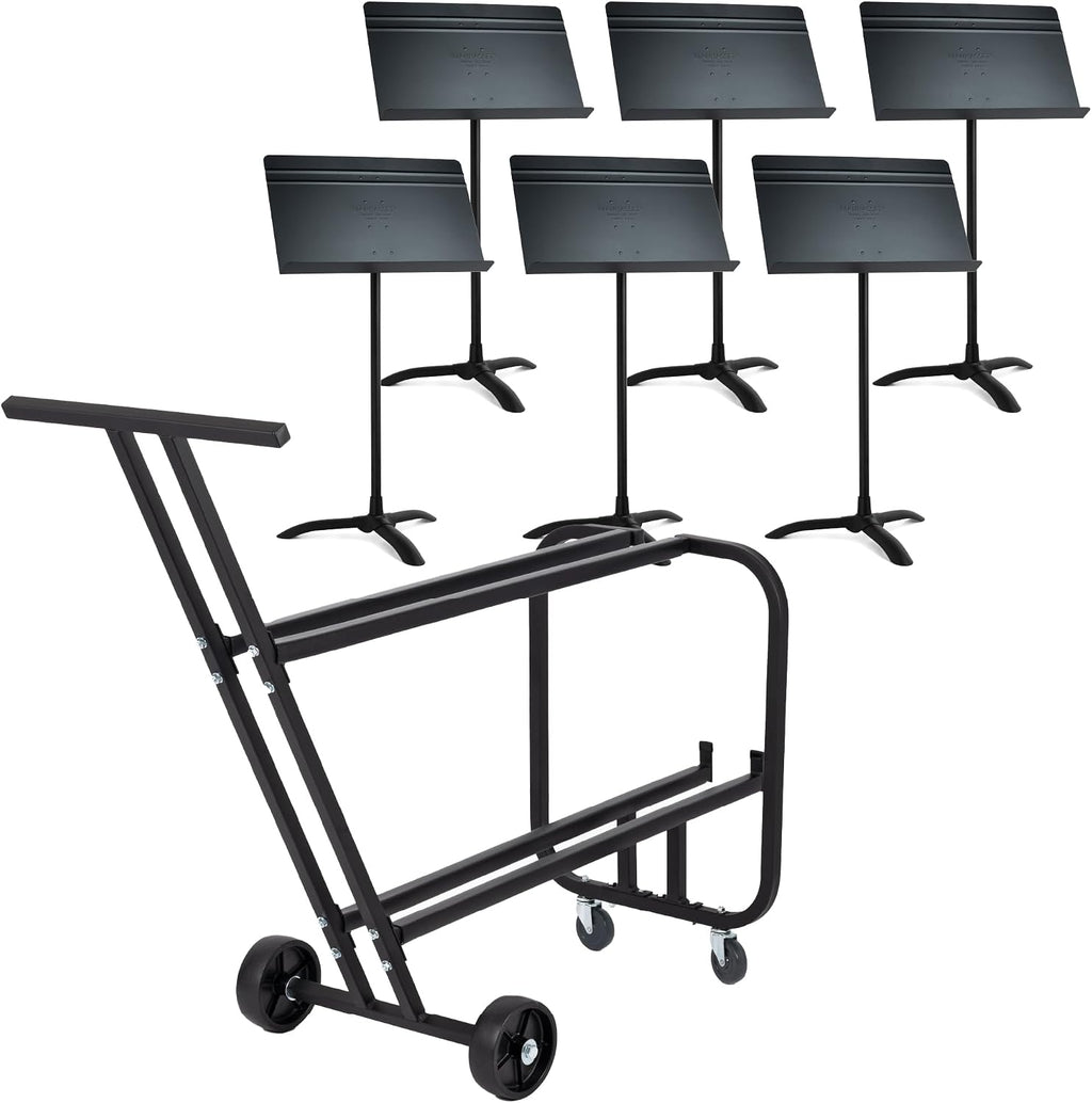 Manhasset Music Stand for Sheet Music, 48 Symphony Model (6-Pack) + Manhasset 1920 Short Storage Cart for Music Stands