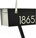 Contemporary Post-Mount Mailbox - Aluminum Black Body with Aluminum Door, Numbers and Flag - Large Customized Mailbox - Type 4 (Ivory White)