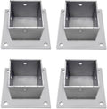 4 Pack Wood Fence Post Base Brackets, Concrete Post Anchor for Deck Railing/Vinyl Fence/Mailbox, Enclosed Bottom Pergola Support Bracket with Installation Kit(200x200 mm (7.9x7.9 in))