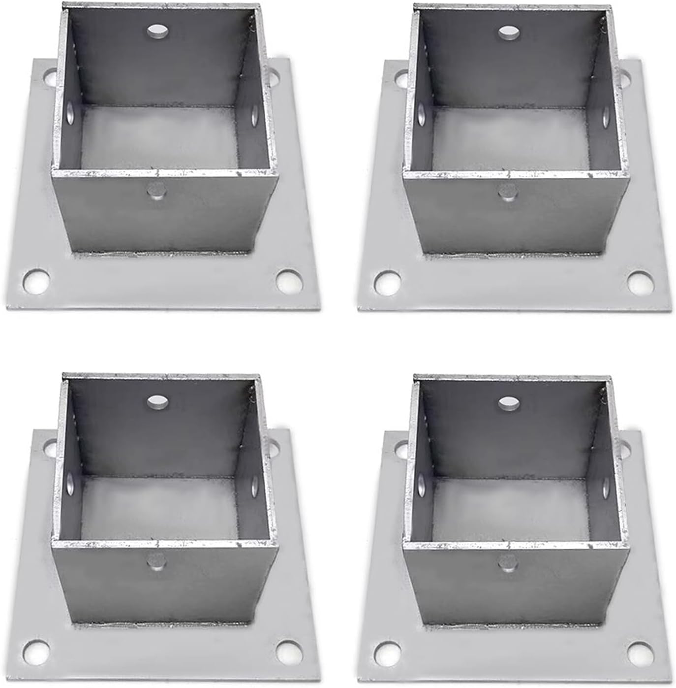 4 Pack Wood Fence Post Base Brackets, Concrete Post Anchor for Deck Railing/Vinyl Fence/Mailbox, Enclosed Bottom Pergola Support Bracket with Installation Kit(60x60 mm (2.4x2.4 in))