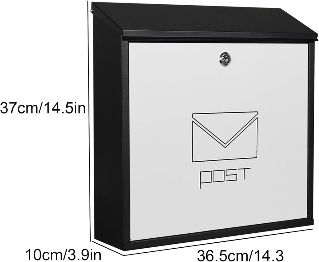 MELPHI Mailbox, Wall Mount, Mailboxes for Outside Mail Boxes, Large Capacity, Metal Mailbox, Hanging Secure Post Box for Home, Business