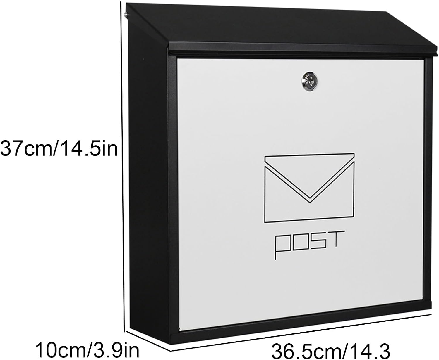 MELPHI Mailbox, Wall Mount, Mailboxes for Outside Mail Boxes, Large Capacity, Metal Mailbox, Hanging Secure Post Box for Home, Business