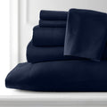 100% Giza Cotton, 1000 Thread Count, 6-PC Bed Sheet Set [Queen Size, Navy Blue Color] 18 inches Deep Pockets, Long Staple Cotton Breathable Soft Silky Sateen Weave