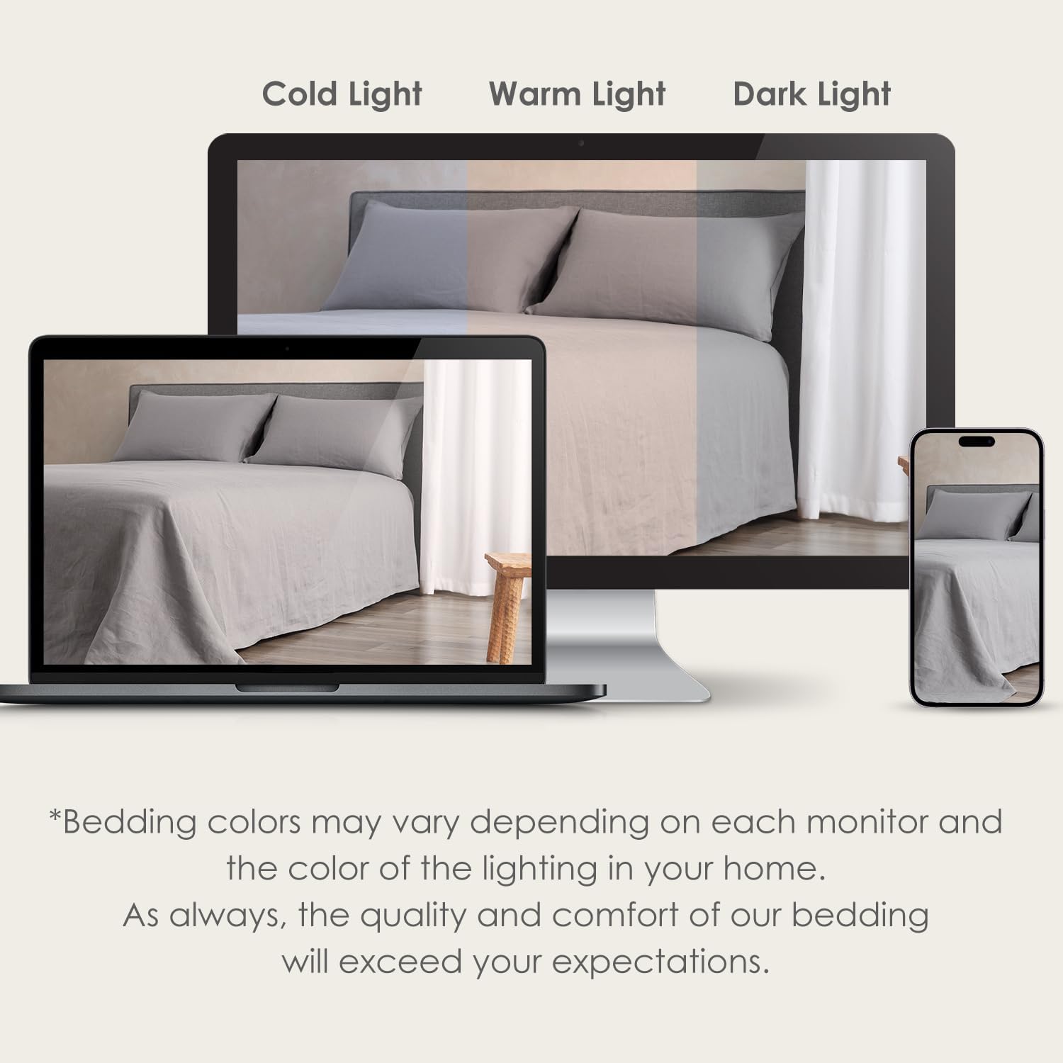 DAPU Pure Linen Sheets Set, 100% French Linen from Normandy, Breathable and Durable for Hot Sleepers, 4 Pcs Set - 1 Flat Sheet, 1 Fitted Sheet, 2 Pillowcases (Earl Gray, Queen)