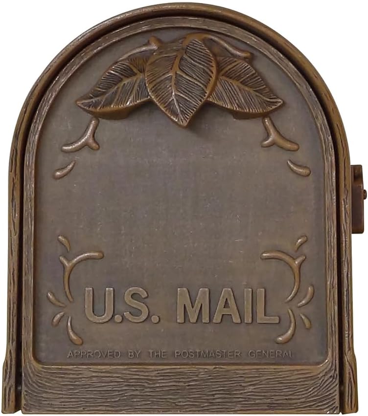 Products Decorative Rust-Free Floral Curbside Mailbox with Locking Insert and Richland Mailbox Post, Copper
