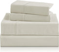 Olympic Queen Size Sheet Set, 1000 Thread Count Egyptian Cotton Sheets, Luxury Fits 6-9' Deep Pocket, Sateen, Hotel-Quality Sheet Set (Solid, Ivory)