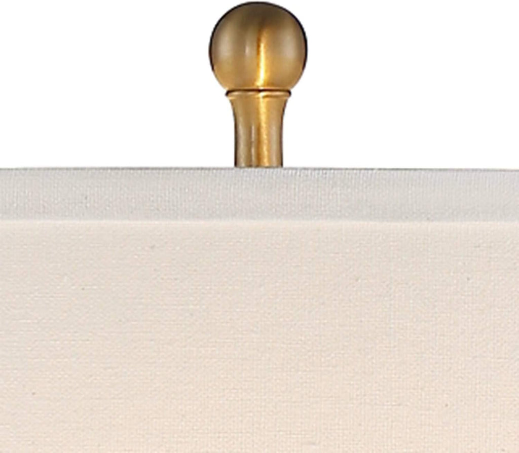 Vienna Full Spectrum Rolland Traditional 3-Way Table Lamp with Table Top Dimmer 30' Tall Antique Brass Glass Column Off White Tapered Drum Shades for Living Room Bedroom House Bedside Nightstand