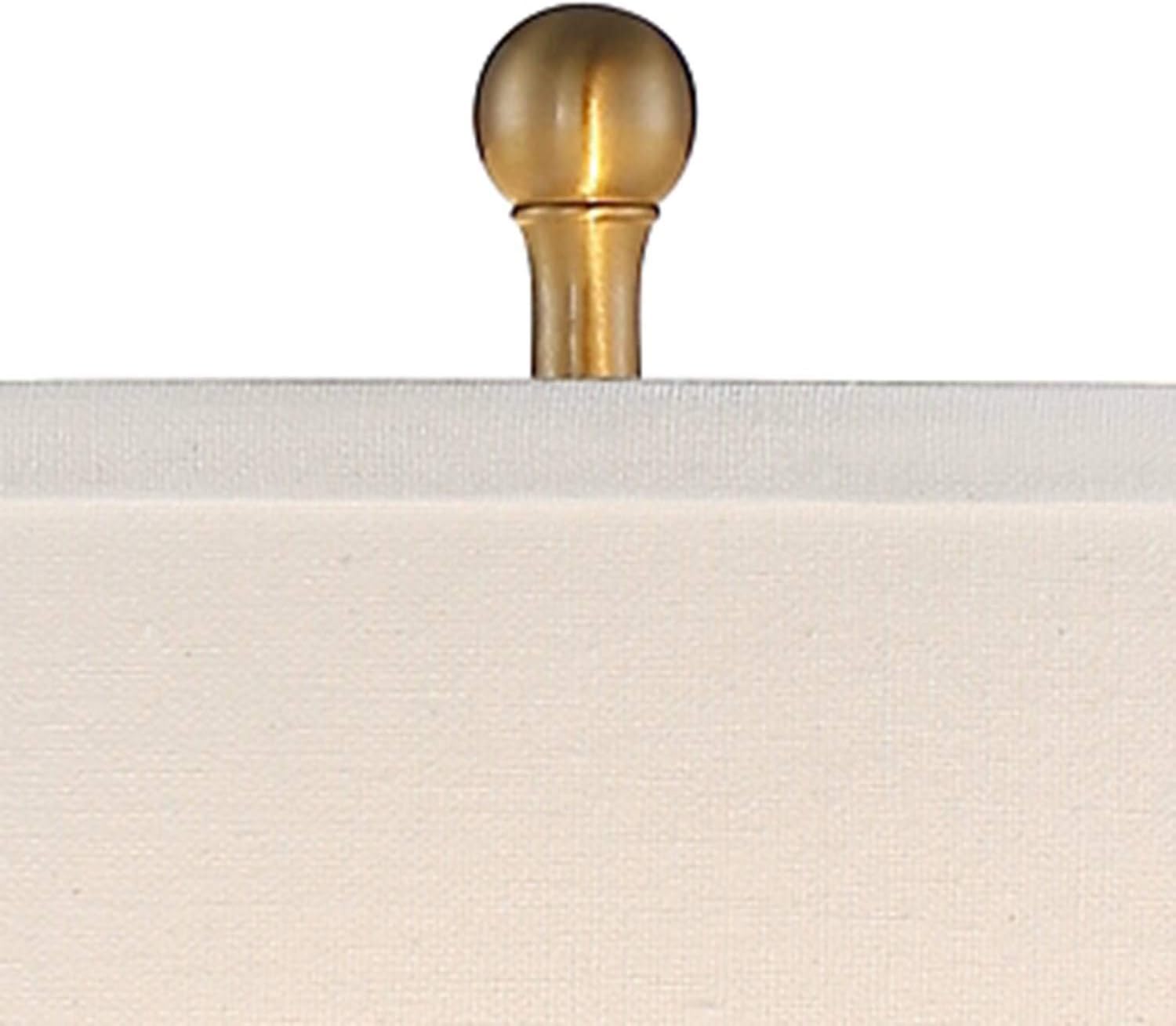 Vienna Full Spectrum Rolland Traditional 3-Way Table Lamp with Table Top Dimmer 30' Tall Antique Brass Glass Column Off White Tapered Drum Shades for Living Room Bedroom House Bedside Nightstand
