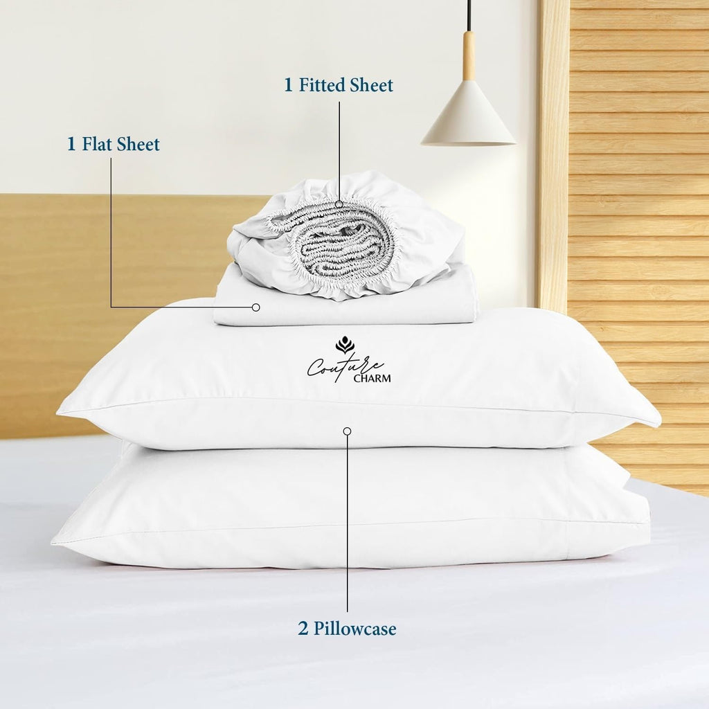 Queen Size 1000 Thread Count 100% Egyptian Cotton Sheet Set, 4-Piece, Sateen Weave, with 10-12' Deep Pocket Snug Fit (Solid, White)