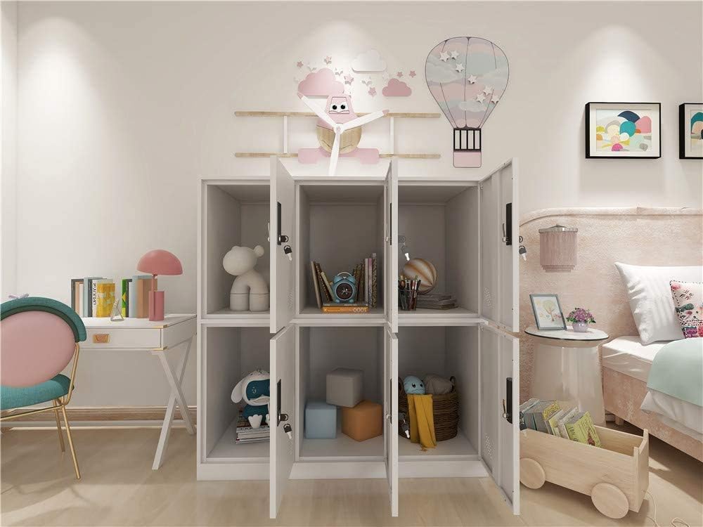 MECOLOR-Steel Office Locker Cabinet with Keys, School and Home Storage Locker Organizer，Locker for Cloth and Toy Organizer,Living Room Boy and Girl Metal Storage Locker Cabinet (6D)
