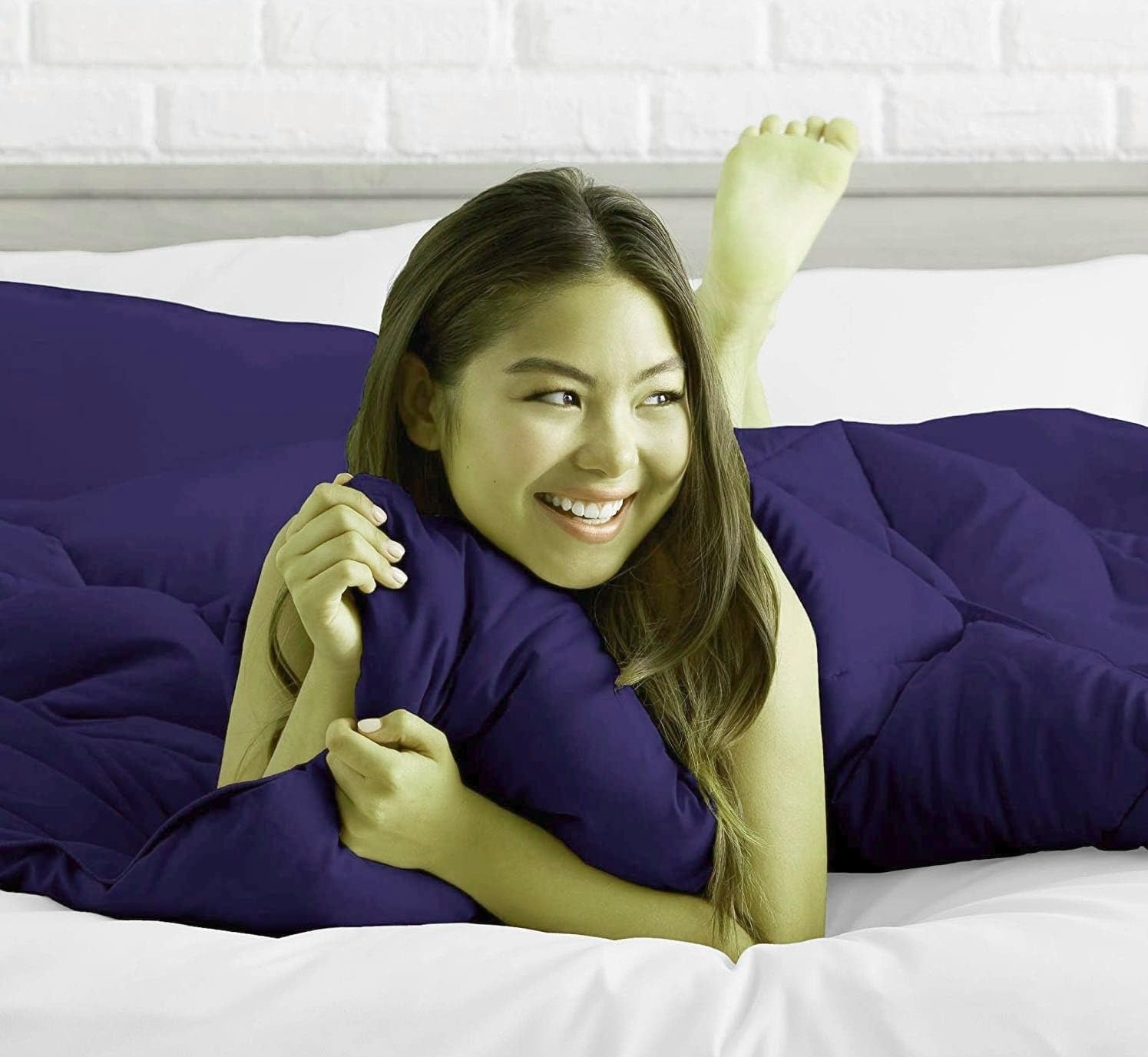Oversized Queen All-Season Cooling Warmth Comforter Set – 3 Piece Bedding – 100% Egyptian Cotton, Long-Staple & Silky Soft – Luxury Hotel-Quality Duvet Insert – Machine Washable - Egg Plant