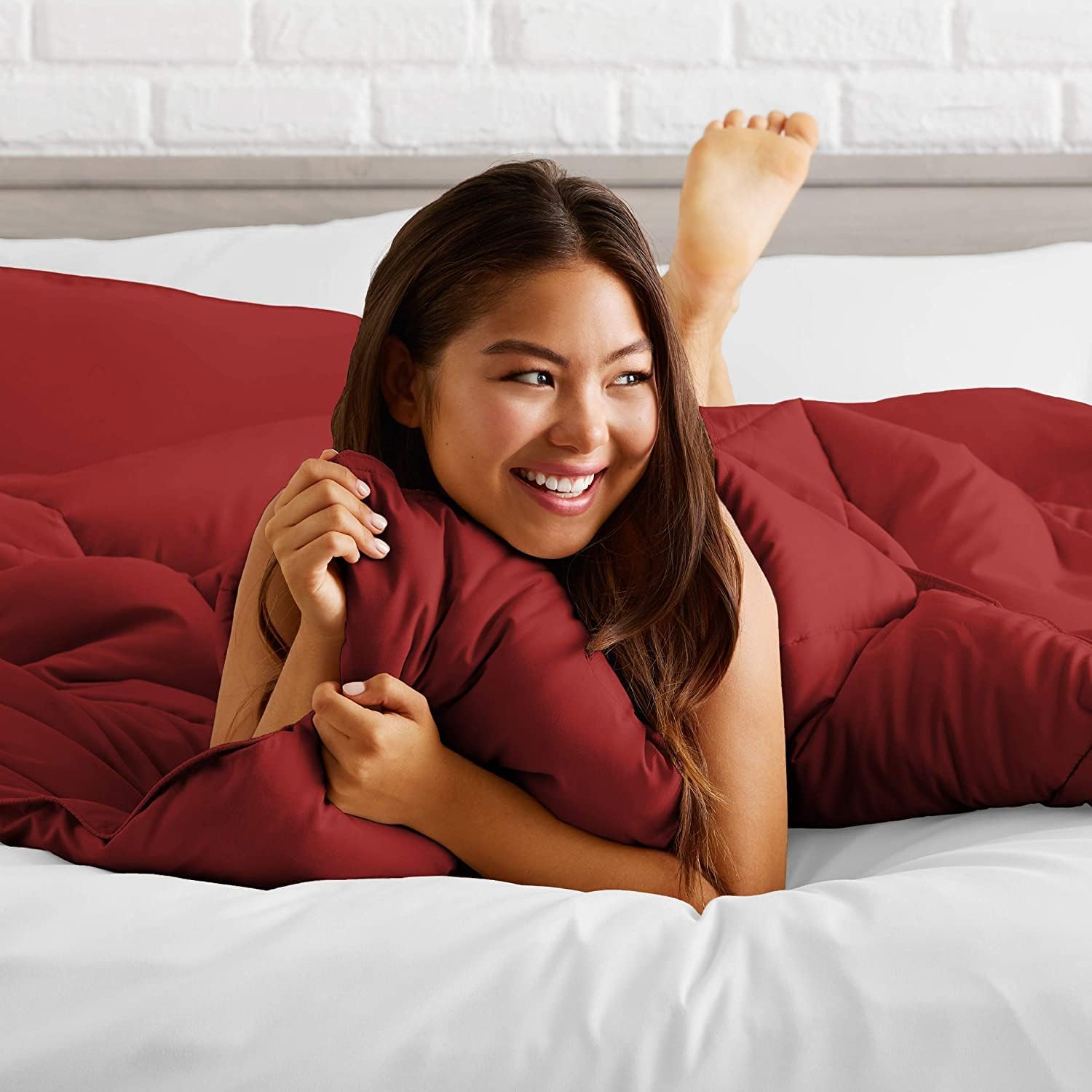 Oversized Queen All-Season Cooling Warmth Comforter Set – 3 Piece Bedding – 100% Egyptian Cotton, Long-Staple & Silky Soft – Luxury Hotel-Quality Duvet Insert – Machine Washable - Burgundy