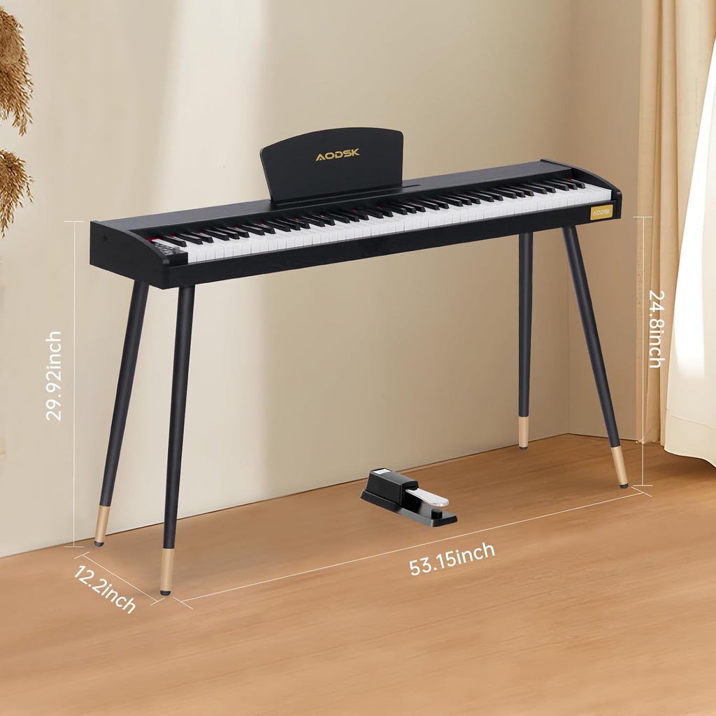AODSK 88 Keys Digital Piano, Electric Piano Full-size Semi Weighted Keyboard For Beginners, 128 Tones & Rhythms, MIDI/USB Connectivity, Headphone Jack