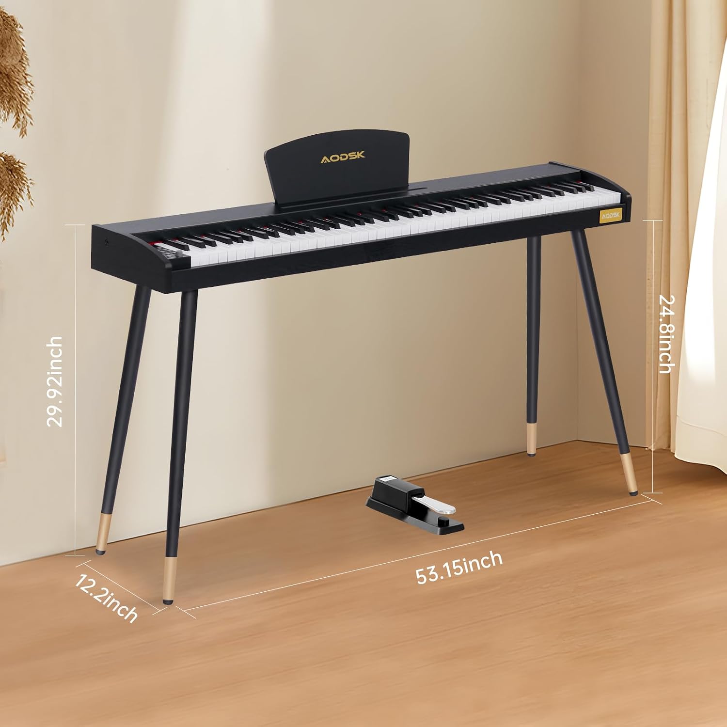 AODSK 88 Keys Digital Piano, Electric Piano Full-size Semi Weighted Keyboard For Beginners, 128 Tones & Rhythms, MIDI/USB Connectivity, Headphone Jack