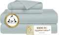 SUPREME ELEGANCE 4Pc 100% Egyptian Cotton Queen Size Sheets Set, 1000 Thread Count Sateen, Moisture Wicking, Ultra Soft & Breathable Bed Sheets, Gold Seal Luxury Bedding, 18' Deep Pocket, Light Gray