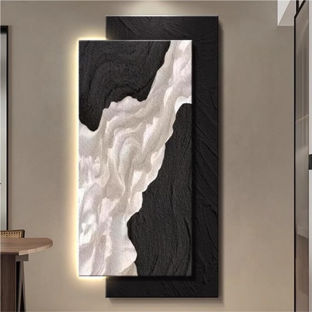 Wall Decoration with Lights, 3D Wall Art Decor, Relief LED Decorative Painting, Modern Wall Sculptures, Plug-in Power Supply Wall Hanging Painting for Living Room, Bedroom(B,47.2x23.6in)