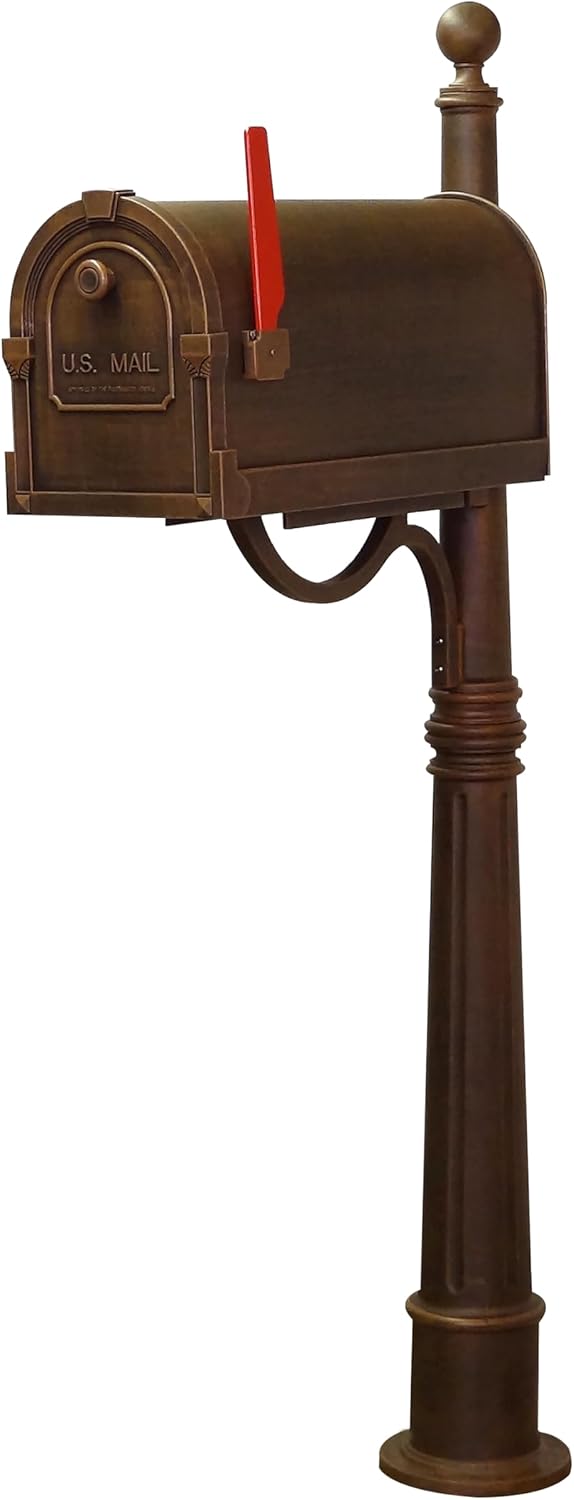Special Lite Savannah Curbside Mailbox with Ashland Post - Copper Mailbox with Aluminum Post - SCS-1014_SPK-600-CP