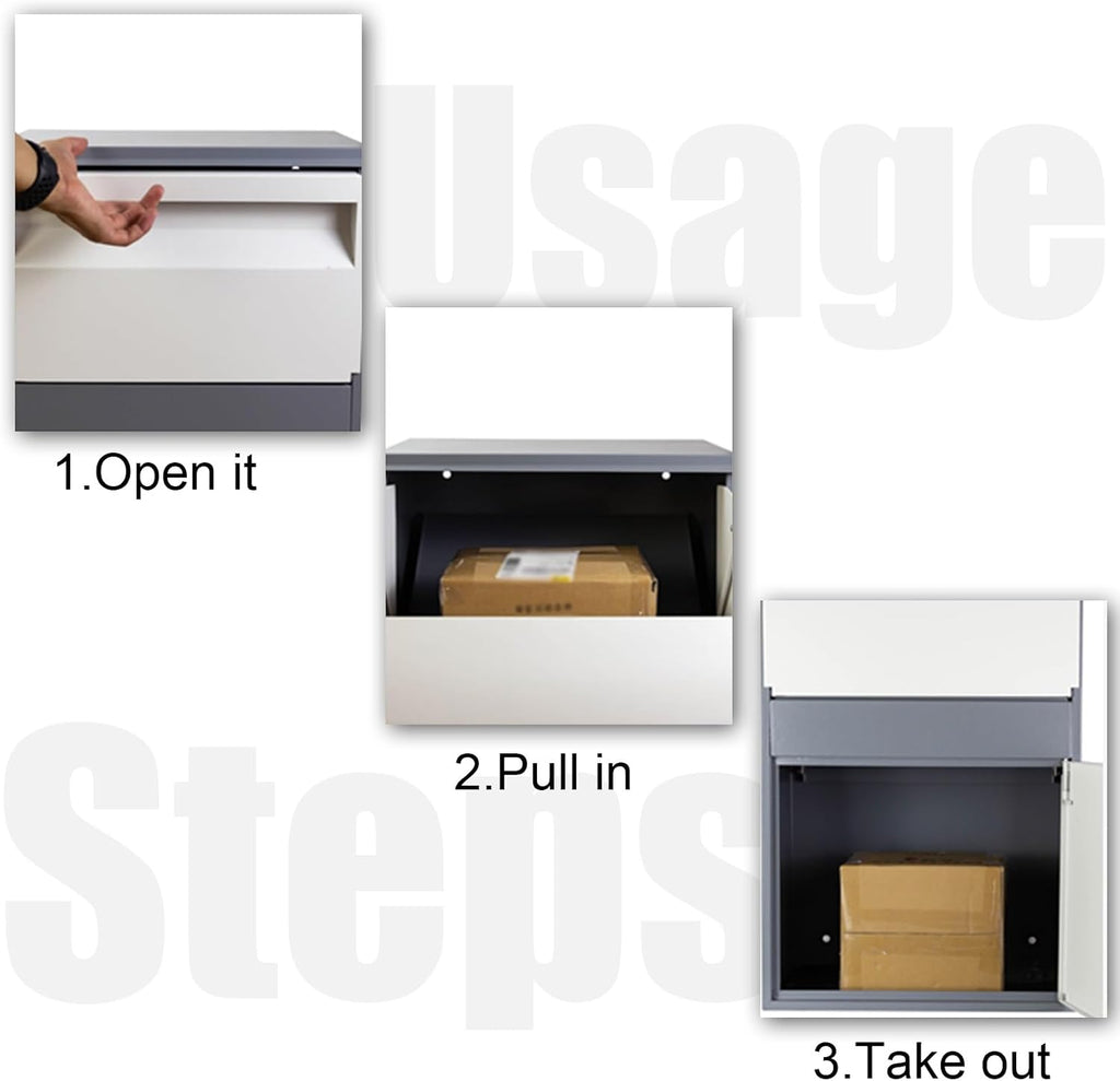 Mail Boxes for House Outside, Mailboxes for Outside With Post, Large Mailbox, Mailbox with Post, Metal Mailbox, Post Mount Mailbox, Large Package Delivery, Parcel Mail Steel Drop Box(Black,Small)