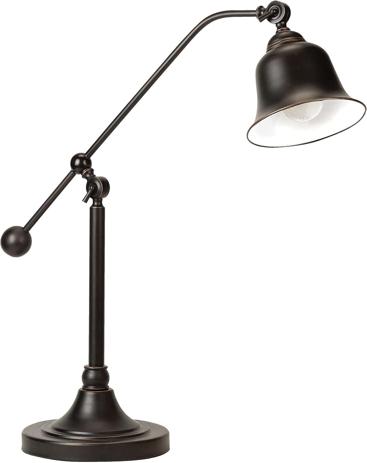 Coaster Home Furnishings - Eduardo - Metal - 25-Inch Bell Down Bridge Table Lamp with Adjustable Shade and 2-Way Light Switch - Bedroom & Living Room - Dark Bronze - 901186